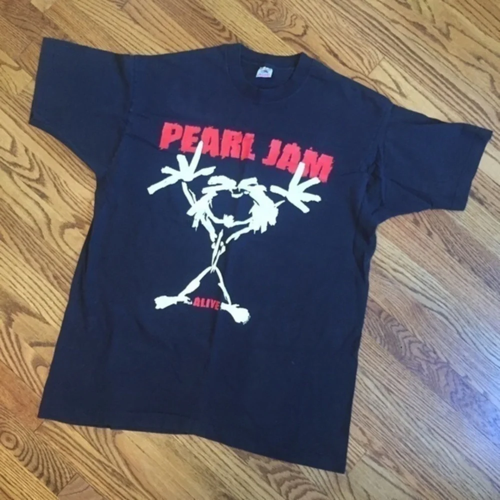 1993 Vintage Men’s Women’s Black Pearl Jam Band Alive Stickman Cotton Tee Sz XL - Picture 2 of 16